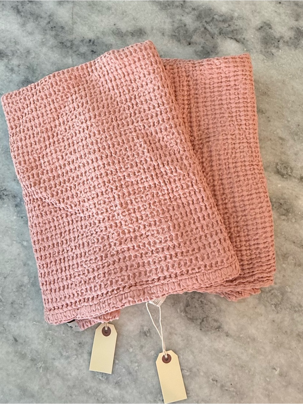 Hawkins New York Waffle Knit Throw Blanket in Blush Pink. NWT